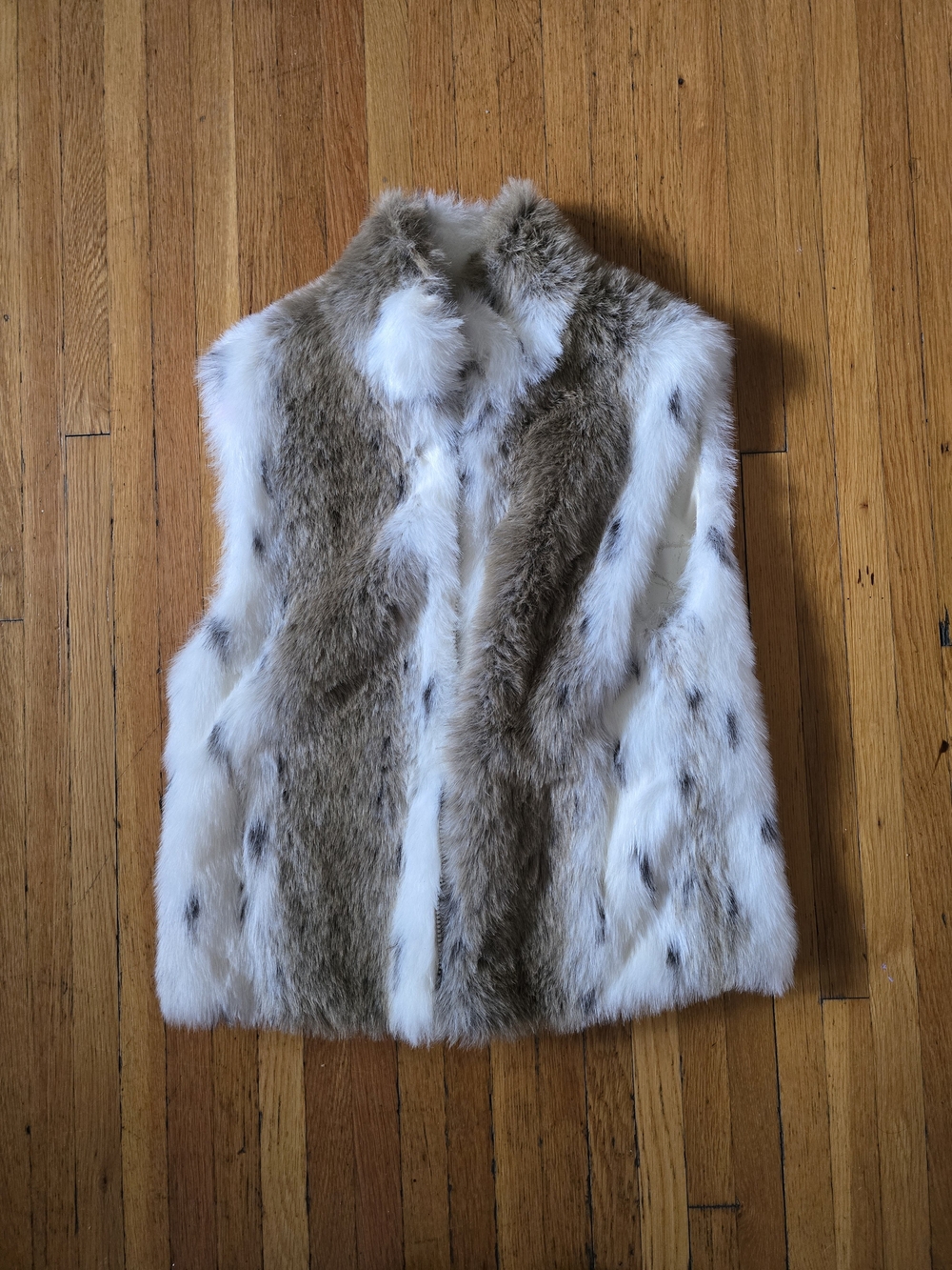 Faux Fur Vest in White and Brown